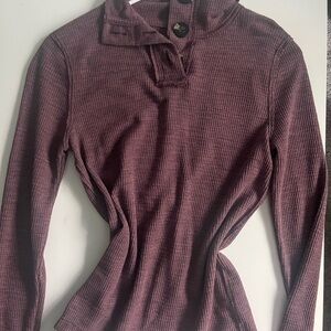Free People Ribbed Long Sleeve Top - Purple